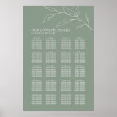 Sage Groen Olijfblad Bruiloft 20 Tafel Zitplaatsen Poster (Voorkant)