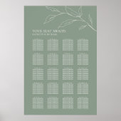 Sage Groen Olijfblad Bruiloft 20 Tafel Zitplaatsen Poster (Voorkant)