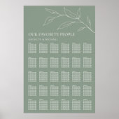 Sage Groen Olijfblad Bruiloft 30 Tafel Zitplaatsen Poster (Voorkant)