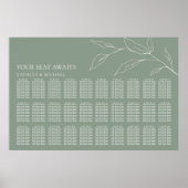 Sage Groen Olijfblad Bruiloft 30 Tafel Zitplaatsen Poster (Voorkant)