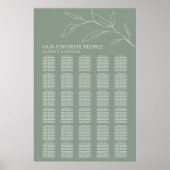 Sage Groen Olijfblad Bruiloft 30 Tafel Zitplaatsen Poster (Voorkant)