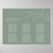 Sage Groen Olijfblad Bruiloft 6 Tafel Zitplaatsen Poster (Voorkant)