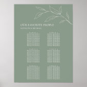 Sage Groen Olijfblad Bruiloft 6 Tafel Zitplaatsen Poster (Voorkant)
