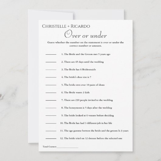 Sage groen Over of onder vrijgezellenfeest spel Aankondiging (Voorkant)