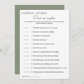 Sage groen Over of onder vrijgezellenfeest spel Aankondiging (Voorkant / Achterkant)