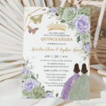 Sage Groen Paarse Lavendel Floral Twin Quinceañera