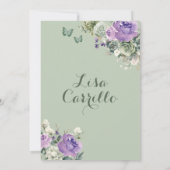 Sage Groen Paarse Lila Prinses Quinceañera Kaart (Achterkant)