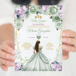 Sage Groen Paarse Mis Quince 15 Anos Kroon Kaart<br><div class="desc">Quinceañera Sage Groen Paarse Gouden Kroonuitnodiging Mis Quince 15 Anos,  16e Verjaardag, </div>