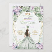 Sage Groen Paarse Mis Quince 15 Anos Kroon Kaart (Voorkant)