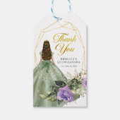 Sage Groen Paarse Prinses Quinceañera Cadeaulabel (Voorkant)