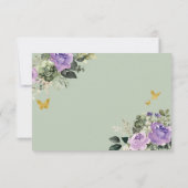 Sage Groen Paarse Prinses Quinceañera RSVP Kaartje (Achterkant)