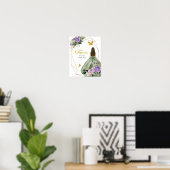 Sage Groen Paarse Quinceañera Favors teken Poster (Thuiskantoor)