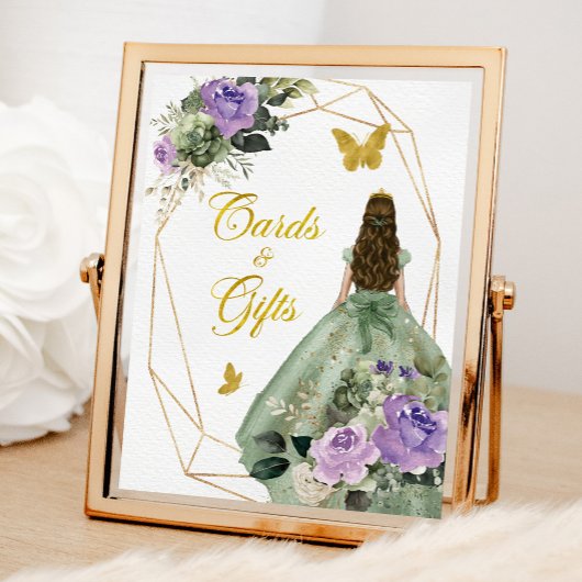 Sage Groen Paarse Quinceañera Kaarten en geschenke Poster