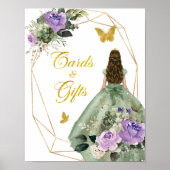 Sage Groen Paarse Quinceañera Kaarten en geschenke Poster (Voorkant)