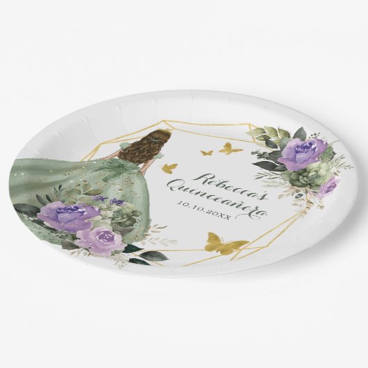 Sage Groen Paarse Quinceañera Papier Bord (Gekanteld)