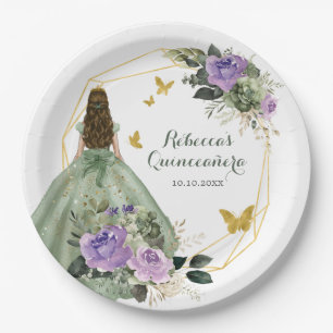 Sage Groen Paarse Quinceañera Papier Bord