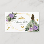 Sage Groen Paarse Quinceañera Plaatskaartje (Achterkant)