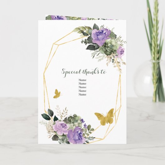 Sage Groen Paarse Quinceañera Programma Sjabloon (Achterkant)