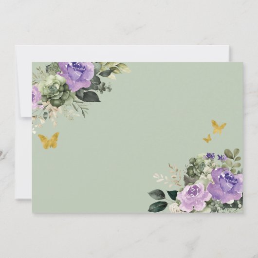 Sage Groen Paarse Quinceañera Save The Date Kaart (Achterkant)