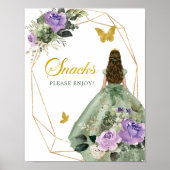 Sage Groen Paarse Quinceañera Snacks Teken Poster (Voorkant)