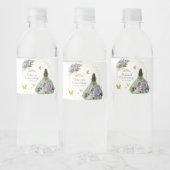 Sage Groen Paarse Quinceañera Waterfles Etiket (Flessen)