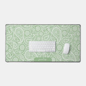 Sage Groen paisley patroon op maat monogram Bureaumat (Keyboard & Muis)