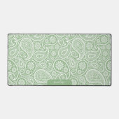 Sage Groen paisley patroon op maat monogram Bureaumat (Voorkant)