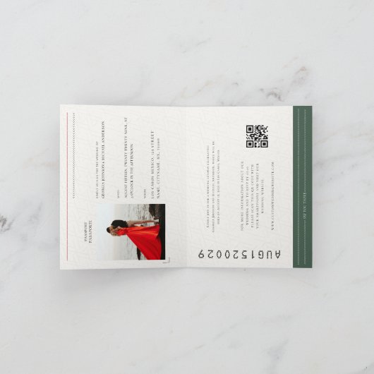 Sage Groen Paspoort Reizen Bestemming Bruiloft (Binnen)