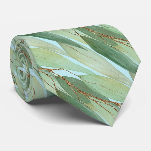 SAGE GROEN PASTEL BLUE BOTANISCHE EUCALYPTUS STROP STROPDAS (Opgerold)