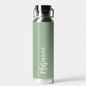 Sage groen perzik aangepaste naam script waterfles (Achterkant)