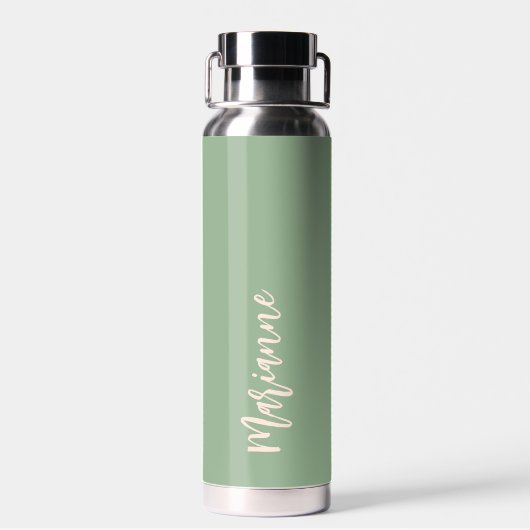 Sage groen perzik aangepaste naam script waterfles (Achterkant)