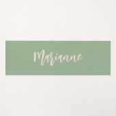 Sage groen perzik aangepaste naam script yogamat (Voorkant (horizontaal))