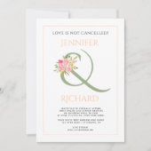 Sage groen, perzik ampersand, rozen virtuele bruil kaart (Voorkant)