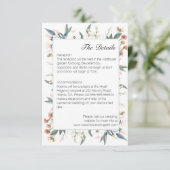 Sage Groen, Perzik & Roze Bloemen Waterverf Bruilo Informatiekaartje (Staand voorkant)