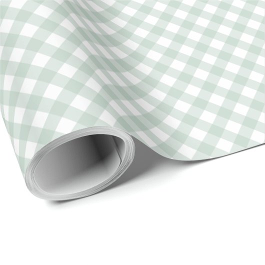 Sage groen plaid eenvoudige pastel gingham cheques cadeaupapier (Rol Hoek)