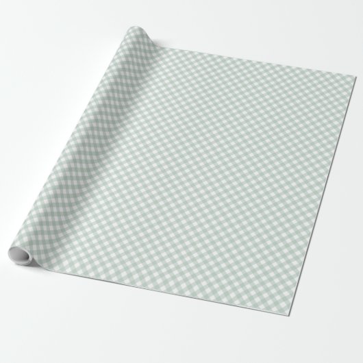 Sage groen plaid eenvoudige pastel gingham cheques cadeaupapier (Uitgerold)