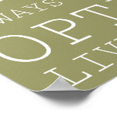 Sage Groen Positieve Gedachten Inspirerend Woorden Poster (Hoek)