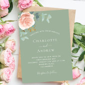 Sage groen roos gouden blos groen groen bruiloft kaart