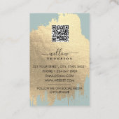 Sage Groen Roos Gouden Folie Brush Stroke QR Code Visitekaartje (Achterkant)