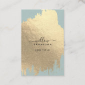 Sage Groen Roos Gouden Folie Brush Stroke QR Code Visitekaartje (Voorkant)