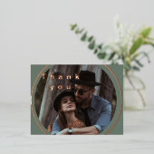 Sage Groen roos Gouden Foto Dank u kaart (Staand Voorkant)