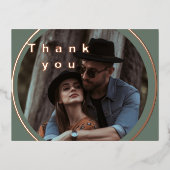 Sage Groen roos Gouden Foto Dank u kaart (Voorkant)