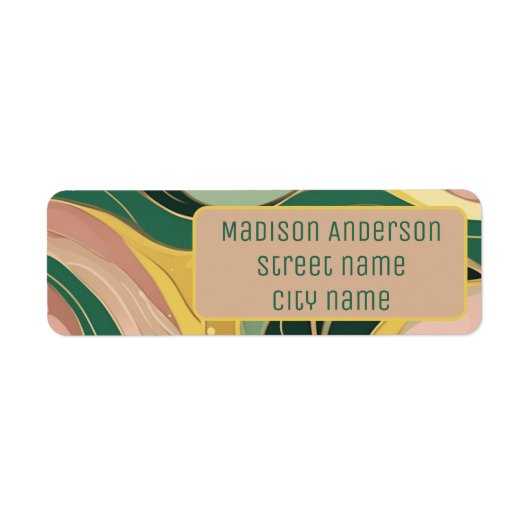 Sage groen roze abstracte organische lijnen patroo etiket (Voorkant)