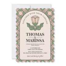 Sage Groen & Roze Art Nouveau Bloemige Bruiloft