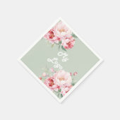 Sage groen roze bloemen business logo servet (Hoek)