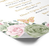 Sage Groen Roze Bloemen Quinceanera Bar Drink Menu Poster (Hoek)