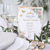 Sage Groen Roze Bloemen Quinceanera Bar Drink Menu Poster