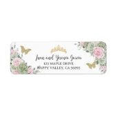 Sage Groen Roze Bloemen Quinceanera Retouradres Etiket (Voorkant)