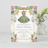 Sage Groen Roze Bloemen Schattige Meisje 3e Verjaa Kaart (Staand voorkant)