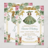Sage Groen Roze Bloemen Schattige Meisje 3e Verjaa Kaart (Voorkant / Achterkant)